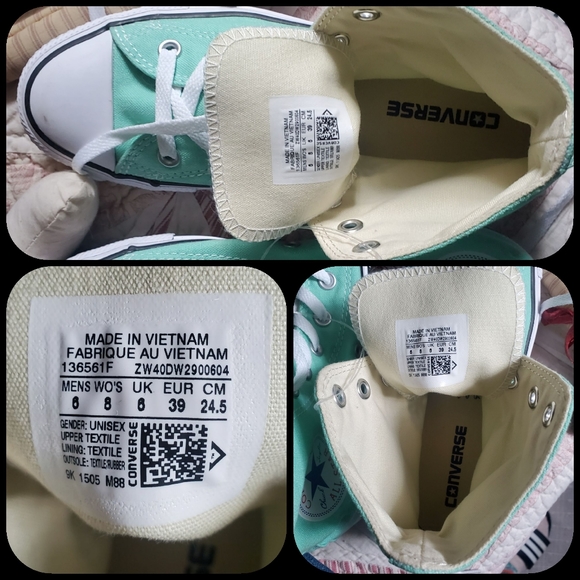 Mint Green Converse Hi Top CHUCKS all star kicks - Picture 6 of 8